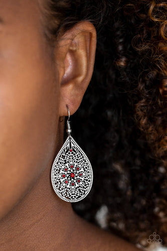 Dinner Party Posh - Red Earrings - Paparazzi