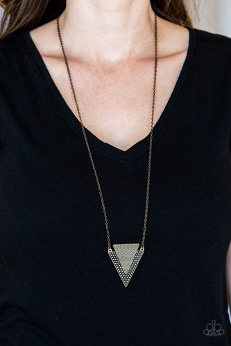 Ancient Arrow - Brass Necklace - Paparazzi