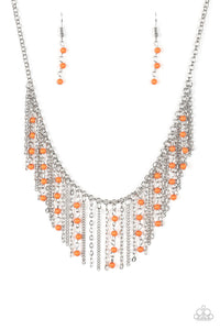 Harlem Hideaway - Orange Necklace - Paparazzi