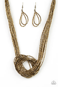 Knotted Knockout - Brass Necklace - Paparazzi