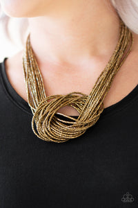 Knotted Knockout - Brass Necklace - Paparazzi