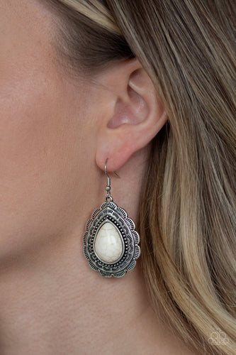 Mountain Mover - White Earrings - Paparazzi