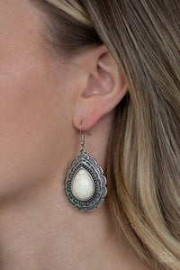 Mountain Mover - White Earrings - Paparazzi