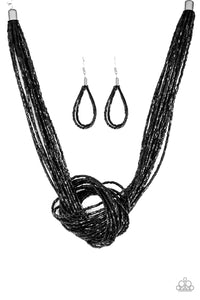 Knotted Knockout - Black Necklace - Paparazzi