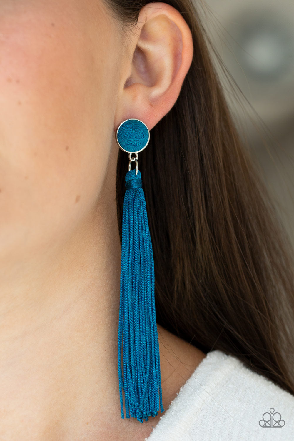 Tightrope Tassel - Blue Earrings - Paparazzi