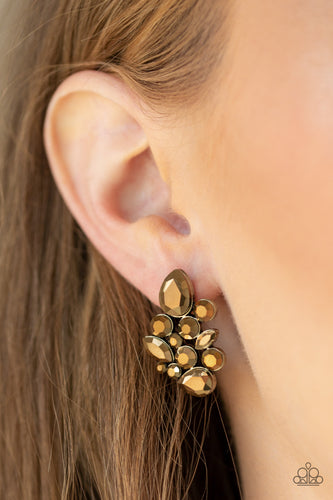 Galaxy Glimmer - Brass Earrings - Paparazzi