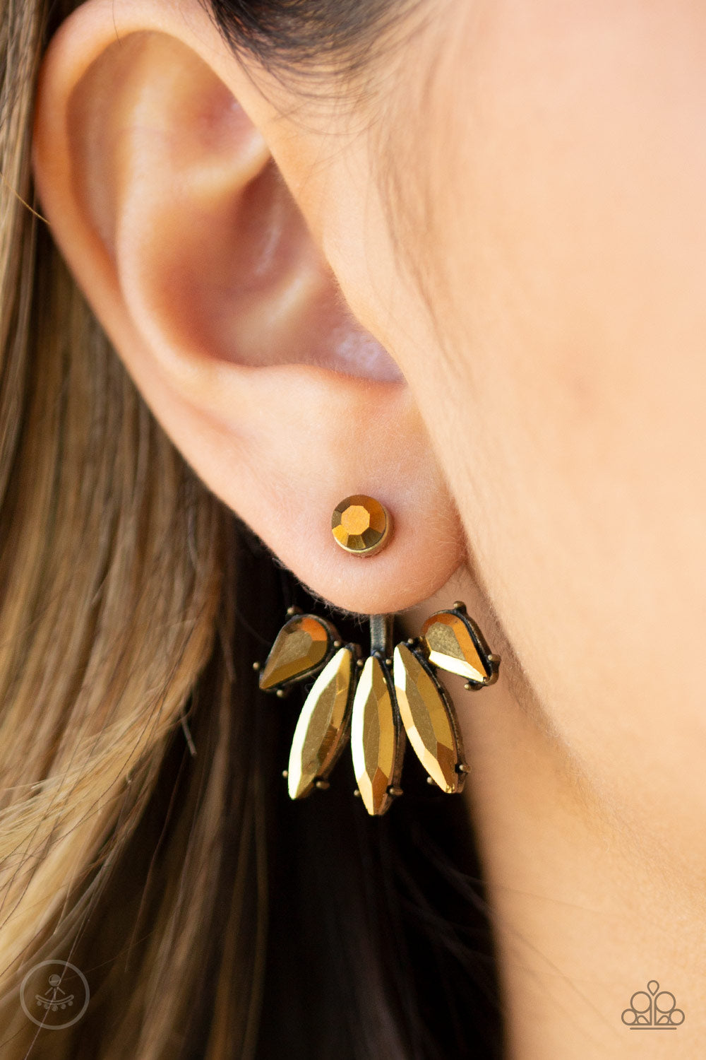 Stunningly Striking - Brass Earrings - Paparazzi