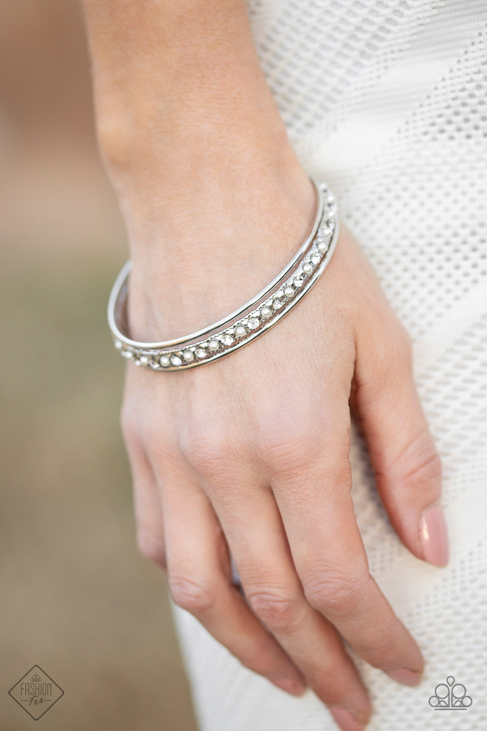 Ballroom Bauble - White Bracelet - Paparazzi