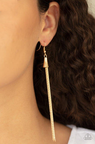 Shimmery Streamers - Gold Earrings - Paparazzi