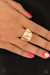 Industrial Indentation - Gold Ring - Paparazzi