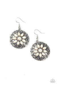 Mesa Oasis - White Earrings - Paparazzi