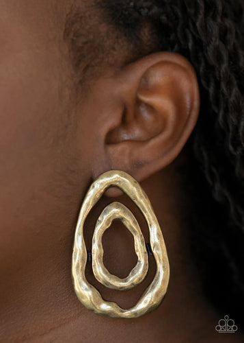 Ancient Ruins - Brass Earrings - Paparazzi