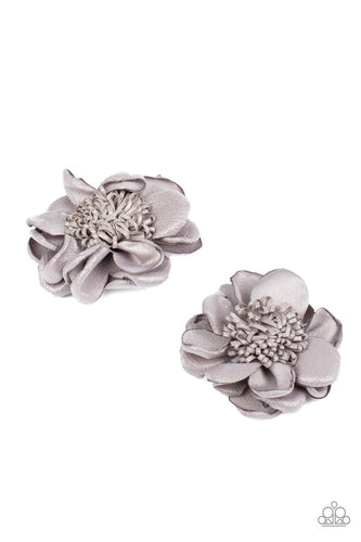 Full On Floral - Silver Hair Clips - Paparazzi