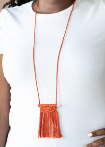 Between You and MACRAME - Orange Necklace - Paparazzi