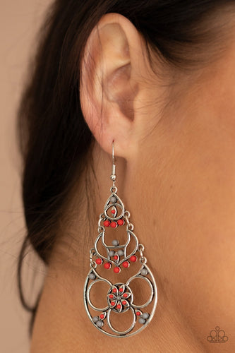 Garden Melody - Red Earrings - Paparazzi