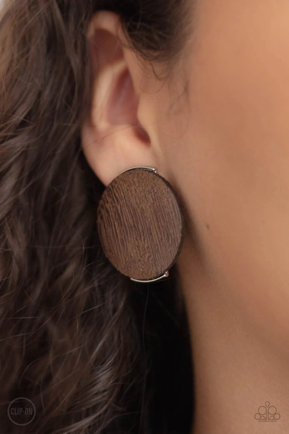 WOODWORK It - Brown Earrings - Paparazzi (Clip-On)