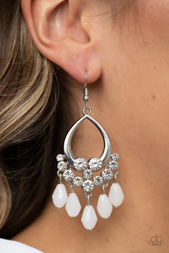Famous Fashionista - White Earrings - Paparazzi