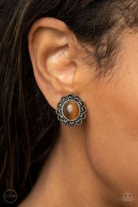 Garden Gazebo - Brown Earrings - Paparazzi (Clip-On)