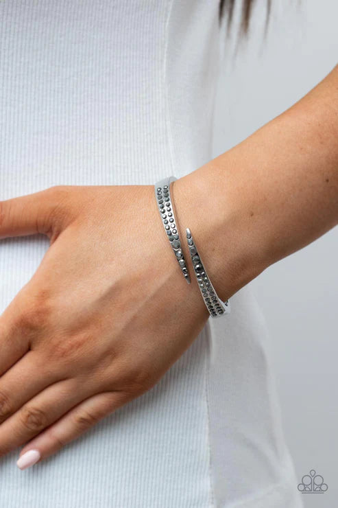 Sideswiping Shimmer - Silver Bracelet - Paparazzi