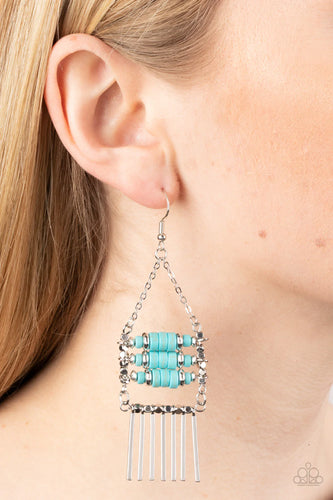 Tribal Tapestry - Blue Earrings - Paparazzi