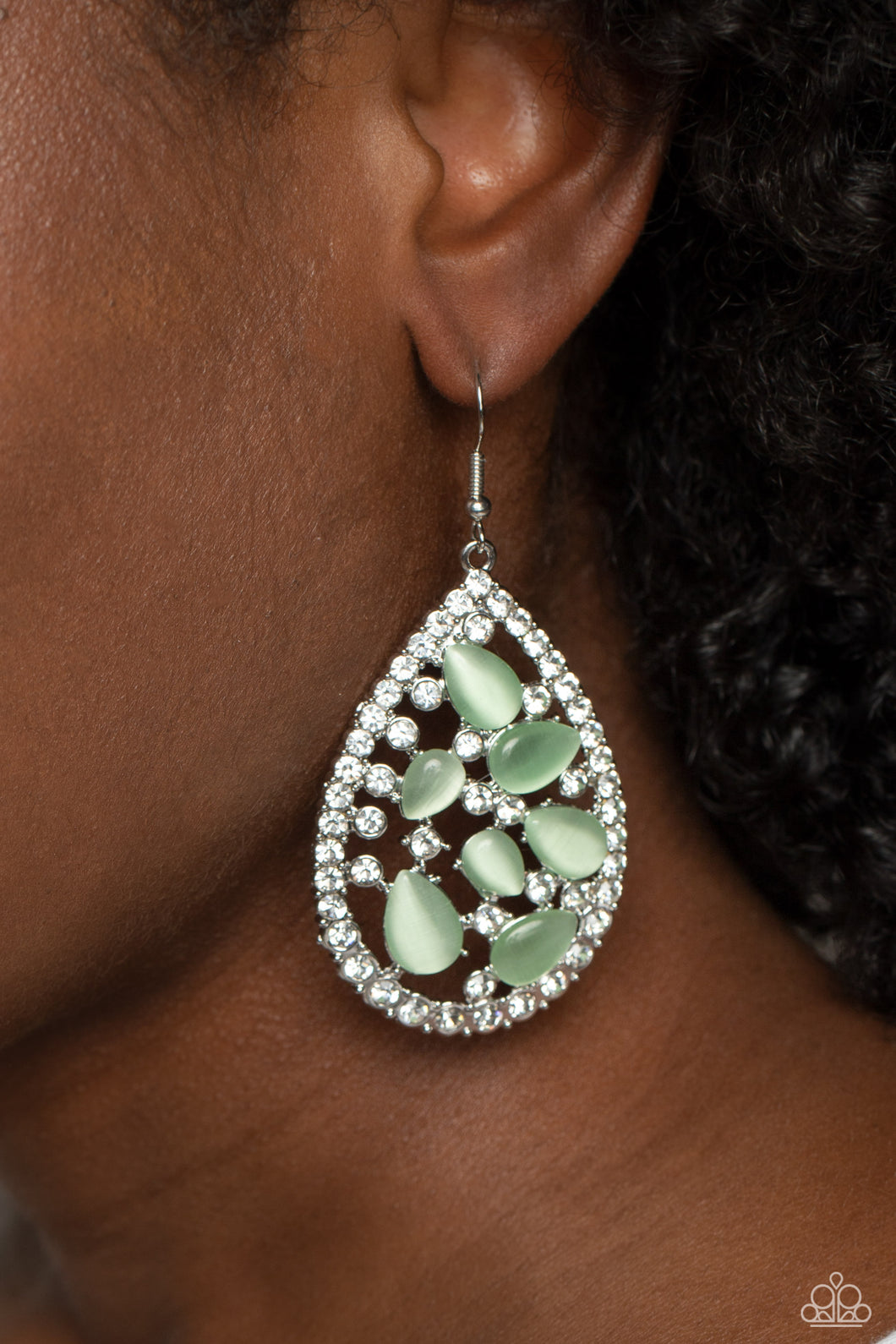 Cats Eye Class - Green Earrings - Paparazzi