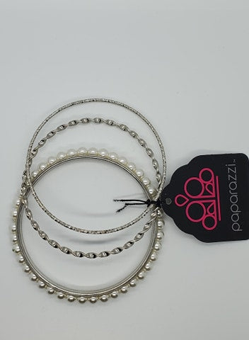 White/Silver Bangles - Bracelet - Paparazzi