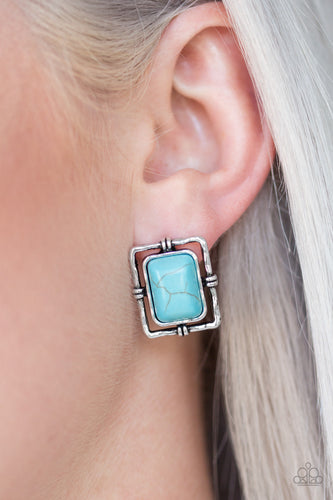 Center STAGECOACH - Blue Earrings - Paparazzi
