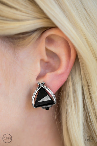Elegant Edge - Black Earrings - Paparazzi (Clip-on)