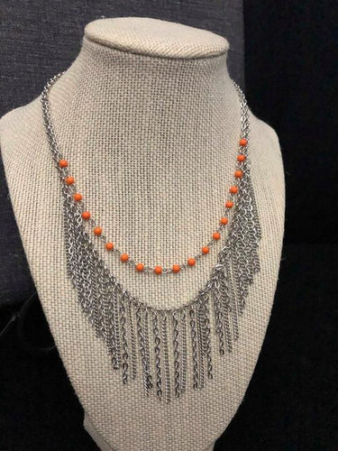 Fierce in Fringe - Orange Necklace - Paparazzi