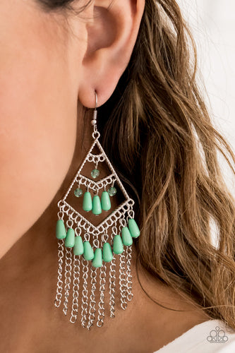 Trending Transcendence- Green Earrings - Paparazzi