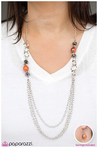 Spiral Bound - Orange Necklace - Paparazzi