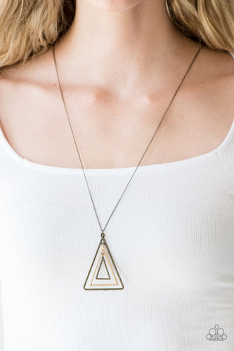 TRI Harder - Brass Necklace - Paparazzi