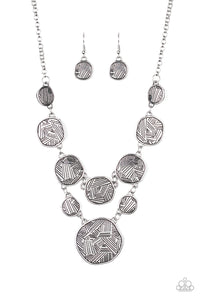 Metallic Patchwork - Silver Necklace - Paparazzi